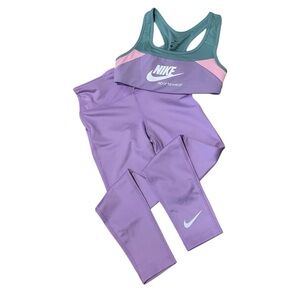 Nike Teal and Purple Dry Fit Sportswear Set